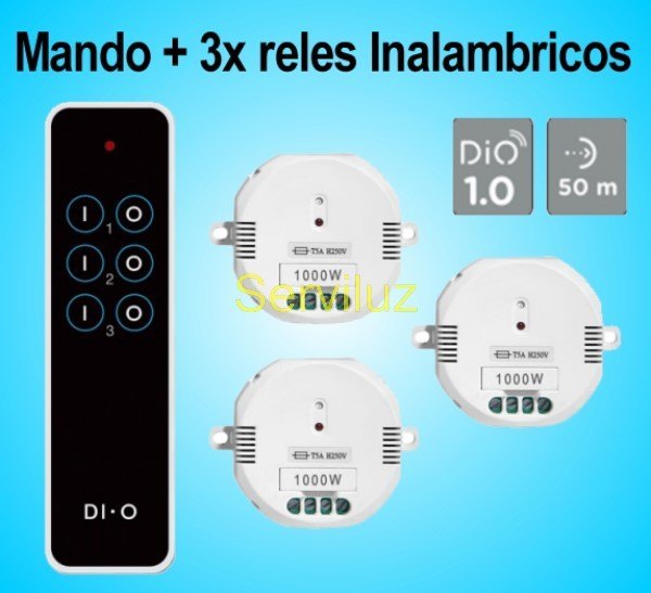 Mando a distancia y 3 módulos Reles Inalambricos DIO Mando a distancia y 3 módulos Reles Inalambricos DIO
